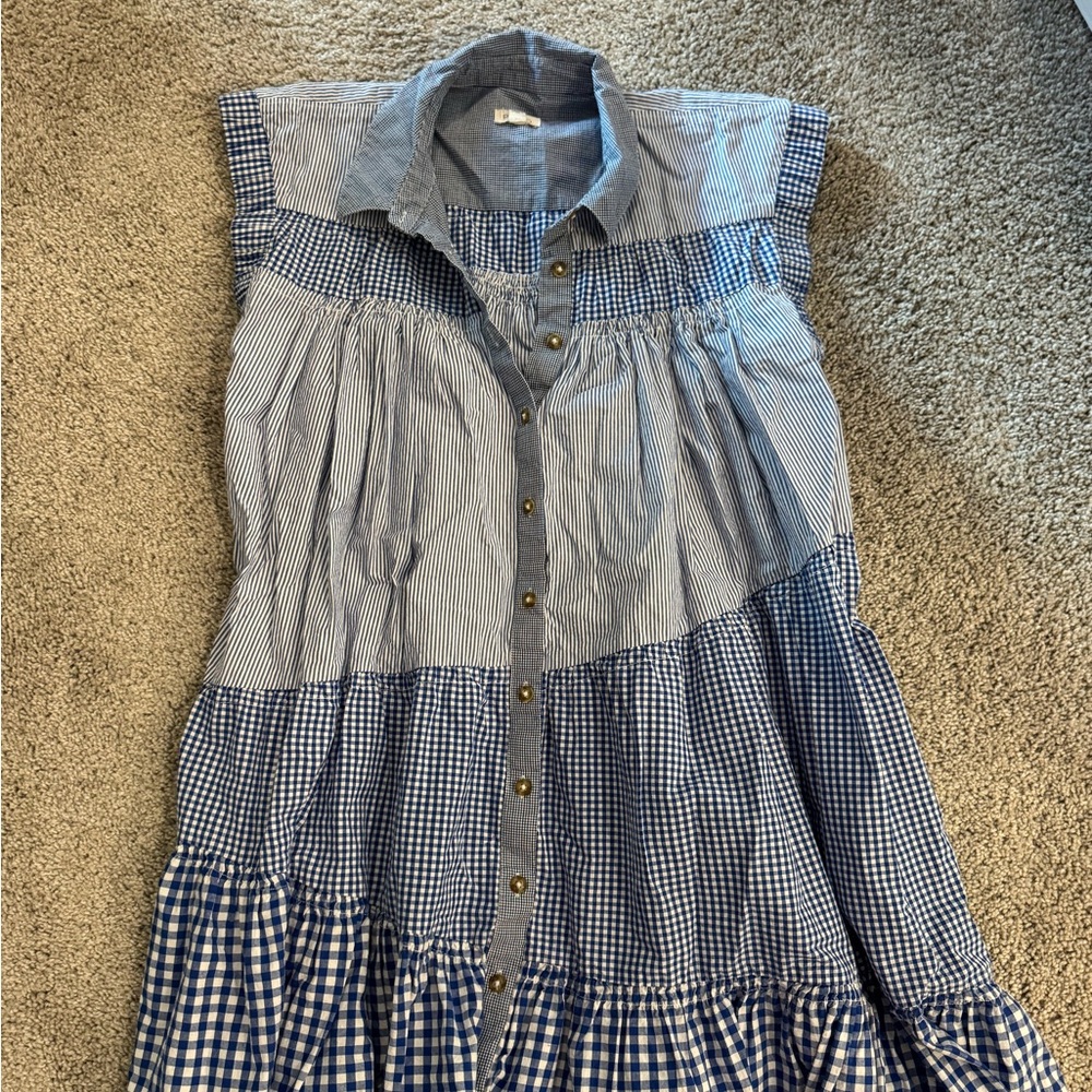 Pilcro Blue Checkered Mini Dress